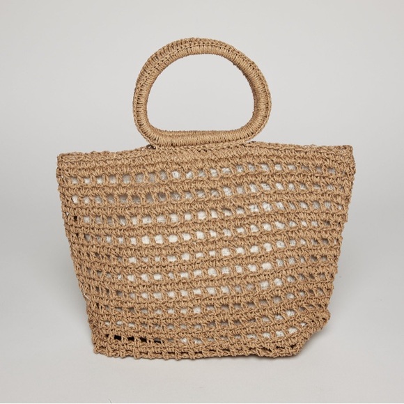 Hat Attack Celia Woven Tan Handbag - Picture 1 of 4